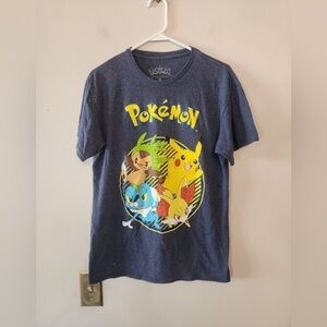 Pokemon Shirt Men medium Gray Blue Video Game Anime TV Show Pikachu
